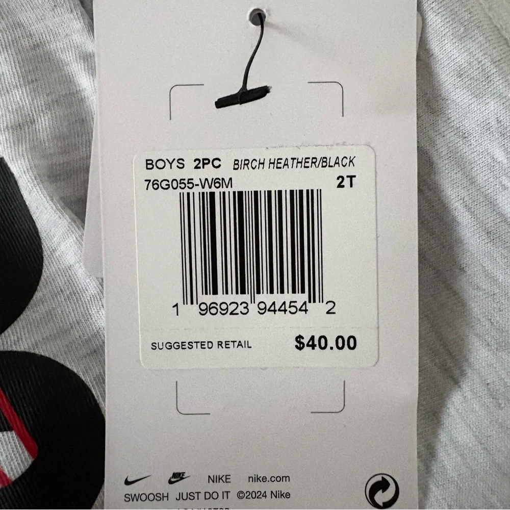 Nike Todder Boy Cotton Blend Top T-Shirt & Short Set Black Heather Gray Size 2T - Picture 5 of 6